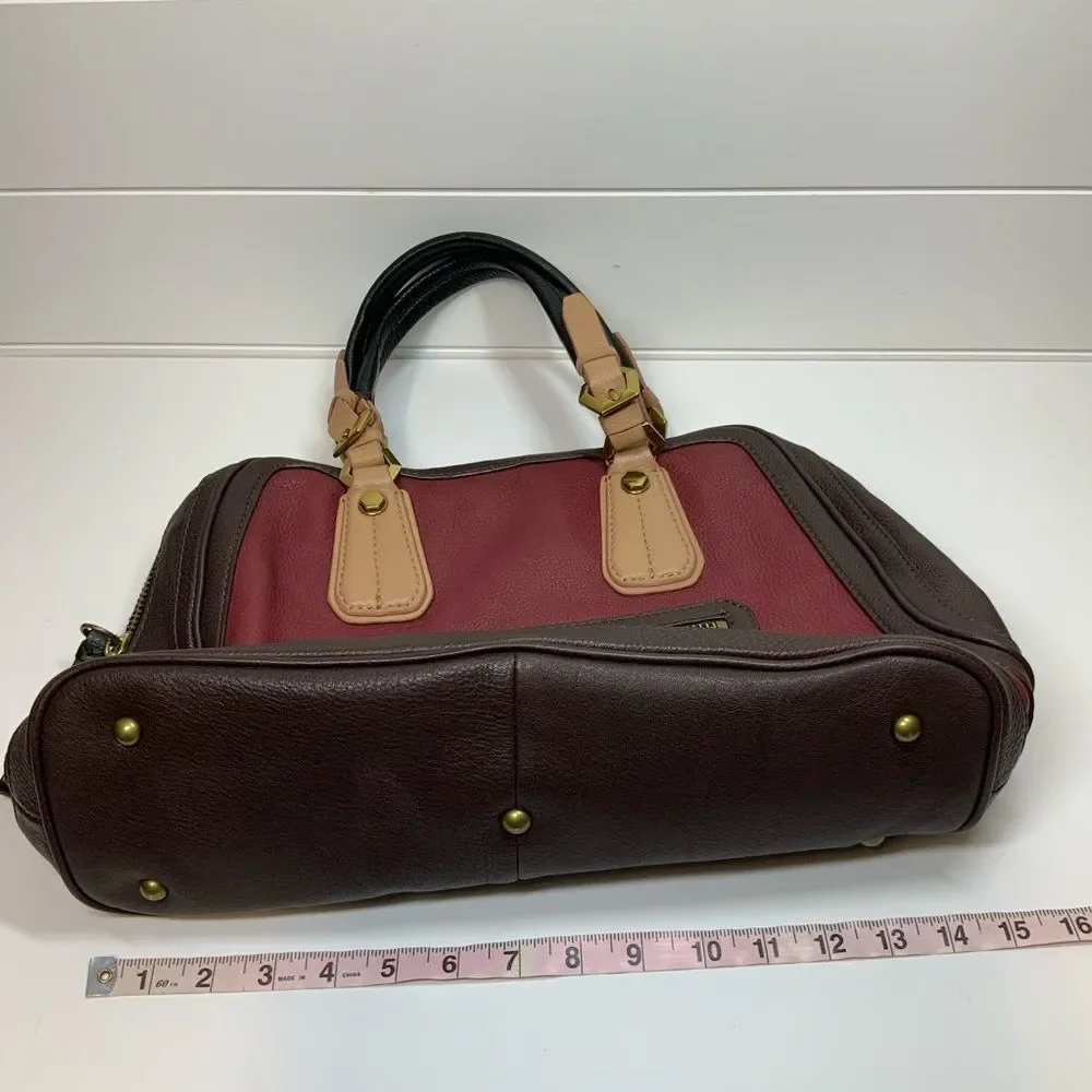 orYANY Burgundy & Brown Leather Satchel Handbag